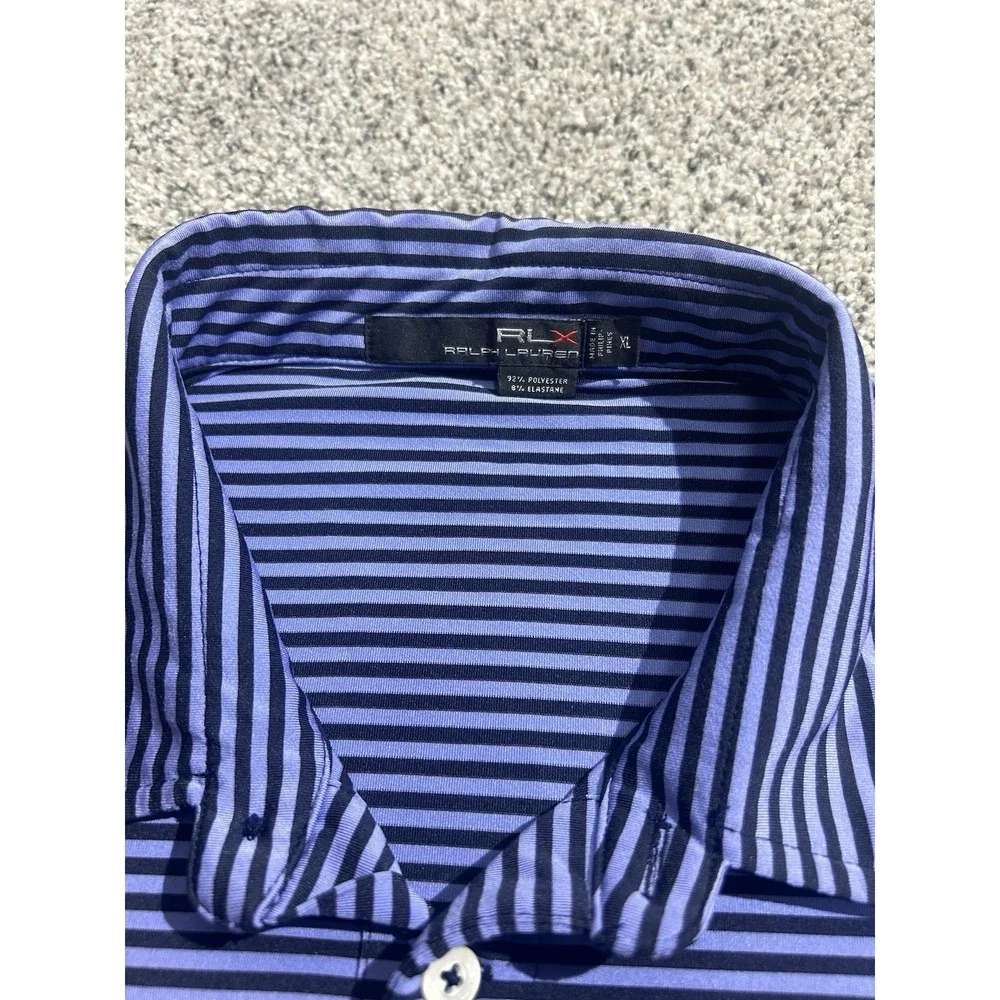 Ralph Lauren RLX Polo Shirt Mens XL 2012 U.S.‎ Junior Amateur Purple Stripe